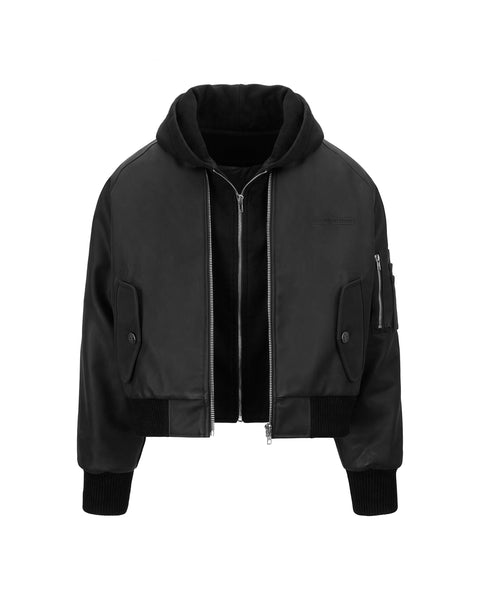 Hooded Leather Bomber