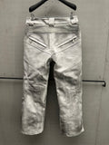 Dirt-White Leather Motopant