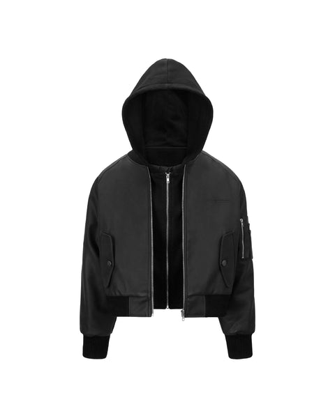 Hooded Leather Bomber