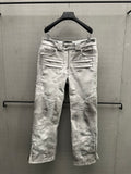 Dirt-White Leather Motopant