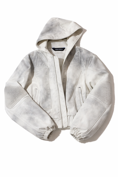 Dirt-White Leather Motobomber