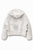 Dirt-White Leather Motobomber