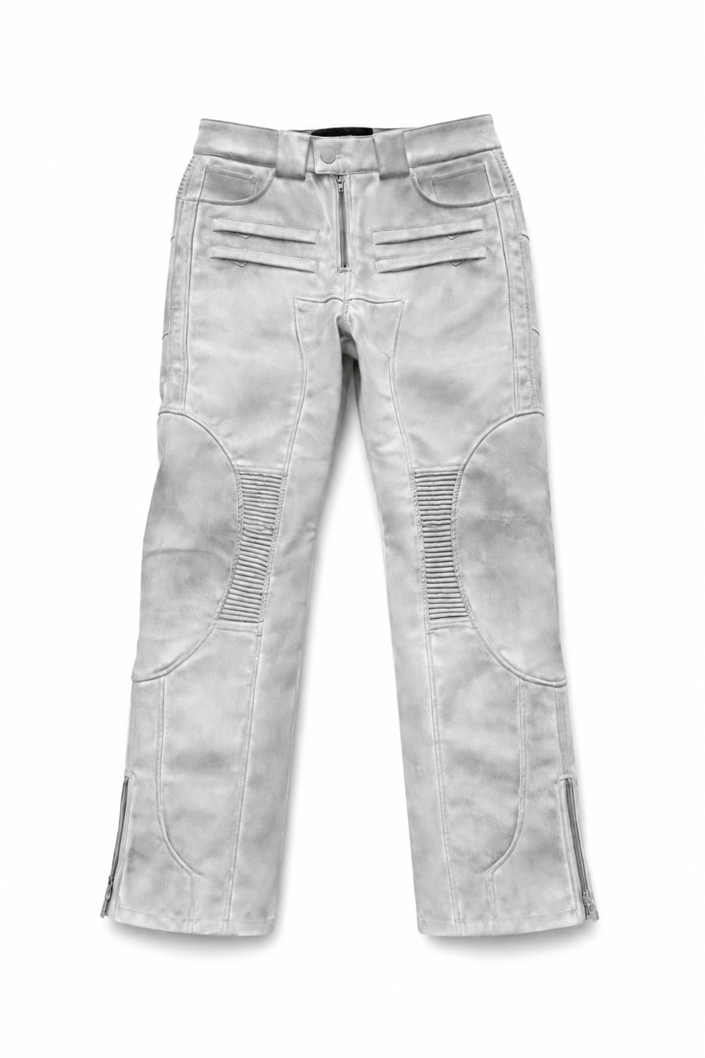 Dirt-White Leather Motopant