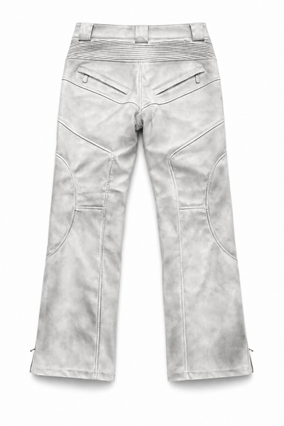 Dirt-White Leather Motopant