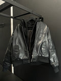 Hooded Leather Bomber