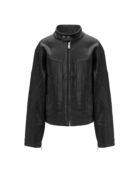 Leather Paneled Biker Jacket