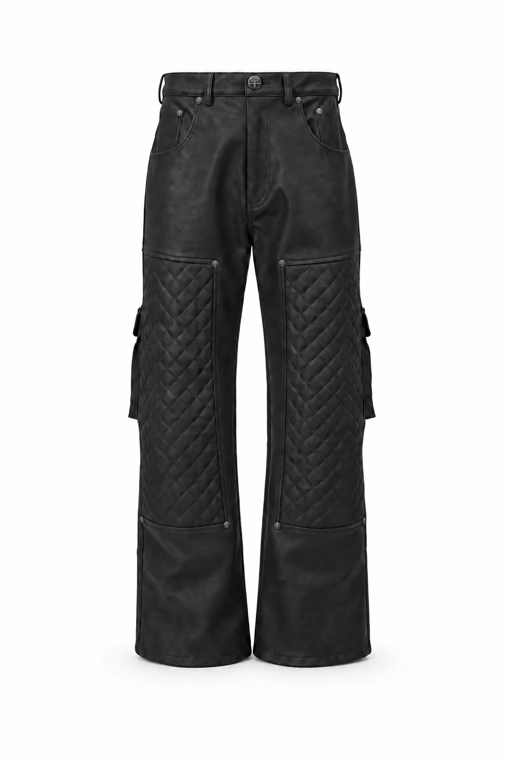 ALREADY WRITTEN Leather Utility Pant front studio view