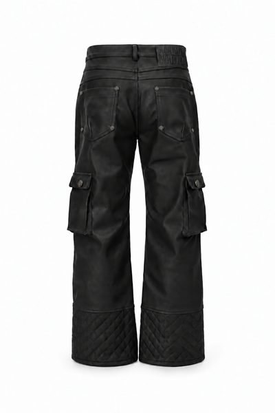 ALREADY WRITTEN Leather Utility Pant back — corrected custom hardware