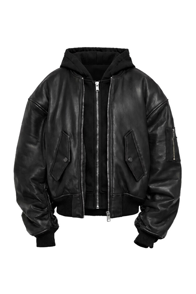 Hooded Leather Bomber