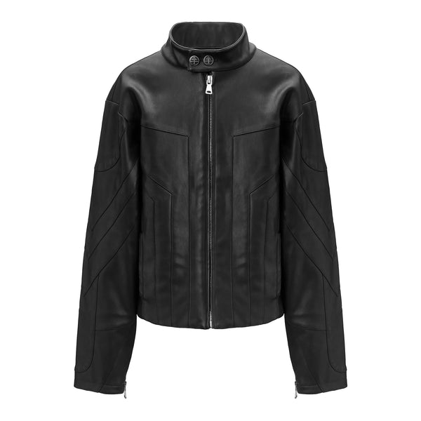 Leather Paneled Biker Jacket